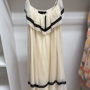 BCBGMaxAzria Cream Maxi Dress with Black Trim